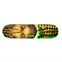 Steve skull green fire Skatersollie skateboard.