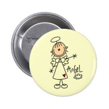 Stick Figure Angel T-shirts and Gifts Pinback Buttons