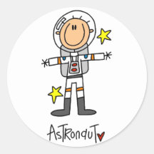 Stick Figure Astronaut T-shirts and Gifts Round Stickers