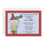 Stick Figure Baby Boy 1st Birthday Invitation