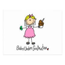 Stick Figure Baby Under Construction Post Card