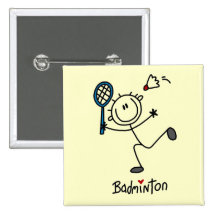 Stick Figure Badminton T-shirts and Gifts Pinback Buttons
