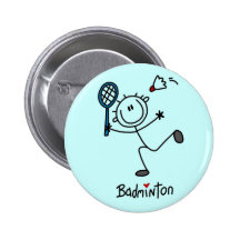 Stick Figure Badminton T-shirts and Gifts Pinback Button