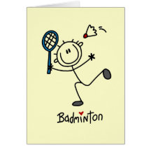 Stick Figure Badminton T-shirts and Gifts Greeting Cards