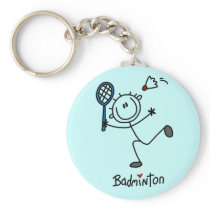Stick Figure Badminton T-shirts and Gifts Key Chains