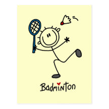 Stick Figure Badminton T-shirts and Gifts Post Cards
