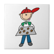 Stick Figure Baking Cookies Ceramic Tile
