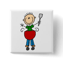 Stick Figure Barbequeing T-shirts and gifts Pin