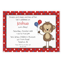Stick figure Boy 1st  Birthday Invitation