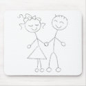 Stick Figure Boy and Girl mousepads