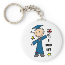 Stick Figure Boy Graduate T-shirts and Gifts Keychain