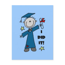 Stick Figure Boy Graduate T-shirts and Gifts Postcards