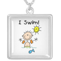 Stick Figure Boy I Swim Jewelry