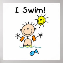 Stick Figure Boy I Swim Posters