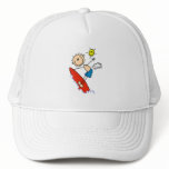 Stick Figure Boy Surfing Hat