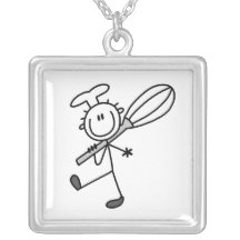 Stick Figure Chef With Whisk Necklaces