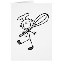 Stick Figure Chef with Whisk Tshirts Greeting Cards