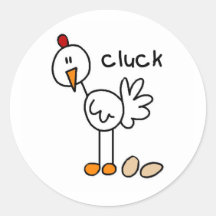 Stick Figure Chicken T-shirts and Gifts Round Sticker