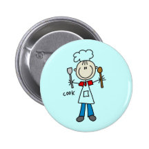Stick Figure Cook Pinback Buttons