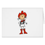 Stick Figure Cowgirl Red Hat and Boots Cards
