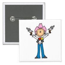 Stick Figure Cowgirl Sheriff Tshirts Buttons