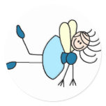Stick Figure Fairy In Blue Sticker