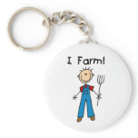Stick Figure Farmer Keychain