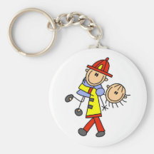 Stick Figure Firefighter Saving Lives Keychains