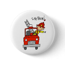 Stick Figure Firefighter with Fire Engine Button