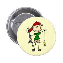 Stick Figure Fishing Tshirts and Gifts Button