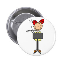Stick Figure Flute Button