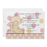 Stick figure Girl 1st  Birthday Invitation