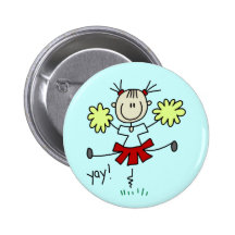 Stick Figure Girl Cheerleader Tshirts and Gifts Button