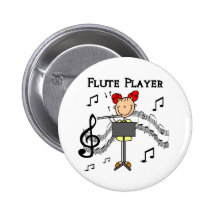 Stick Figure Girl Flute Player Tshirts and Gifts Buttons