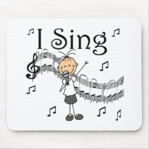 Stick Figure Girl I Sing T-shirts and Gifts Mouse Pads