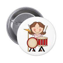 Stick Figure Girl With Drums Buttons