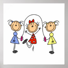 Stick Figure GIrls Jumping Rope Poster