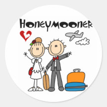 Stick Figure Honeymooner T-shirts and Gifts Round Sticker
