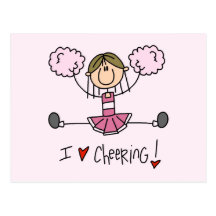 Stick Figure I Love Cheering T-shirts and Gifts Postcards