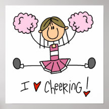 Stick Figure I Love Cheering T-shirts and Gifts Poster