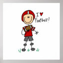 Stick Figure I Love Football T-shirts and Gifts posters