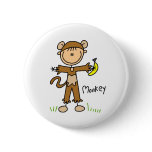 Stick Figure In Monkey Suit Button