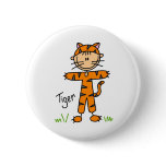 Stick Figure In Tiger Suit Button