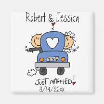 Stick Figure Just Married Magnets