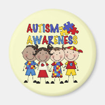 Stick Figure Kids Autism Awareness Refrigerator Magnet