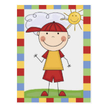 Stick Figure Kids Cards and Gifts Postcards