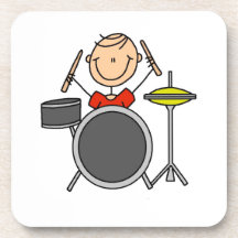 Stick Figure Male Drummer T-shirts and Gifts Coasters