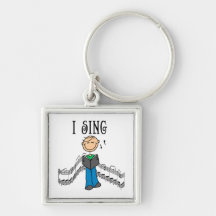 Stick Figure Male I Sing T-shirts and Gifts Keychain