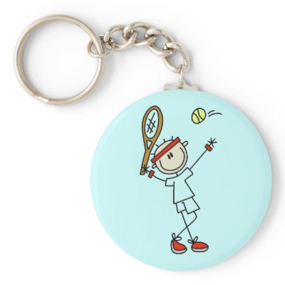 Stick Figure Mens Tennis Keychain by stick_figures