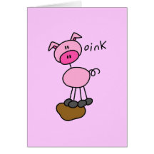 Stick Figure Pig T-shirts and Gifts Greeting Card